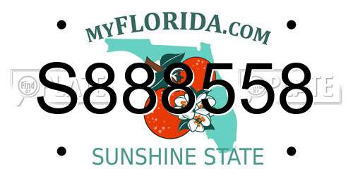 S888558 Florida License Plate