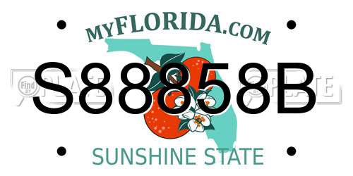 S88858B Florida License Plate