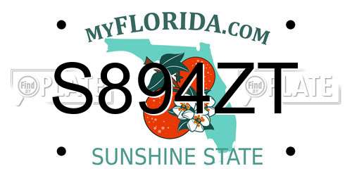 S894ZT Florida License Plate