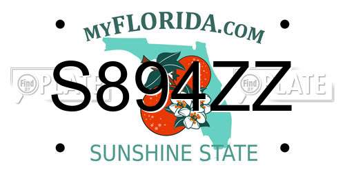 S894ZZ Florida License Plate