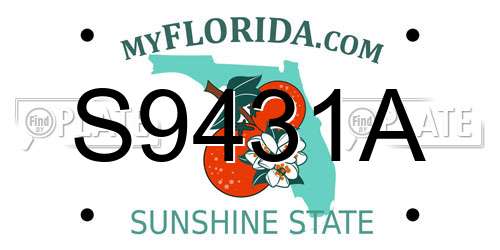 S9431A Florida License Plate