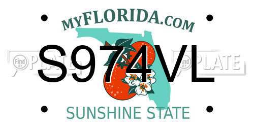 S974VL Florida License Plate