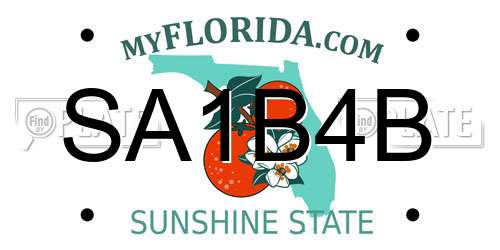 SA1B4B Florida License Plate
