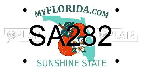 SA282 Florida License Plate
