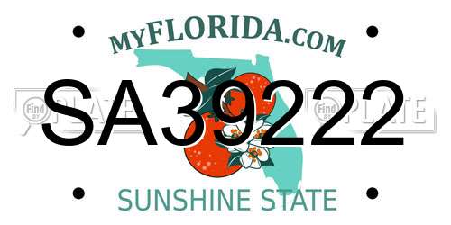 SA39222 Florida License Plate