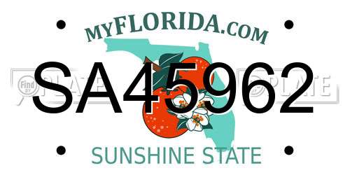 SA45962 Florida License Plate