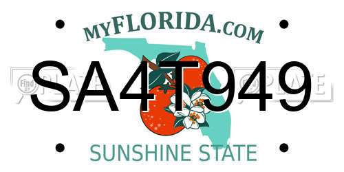 SA4T949 Florida License Plate