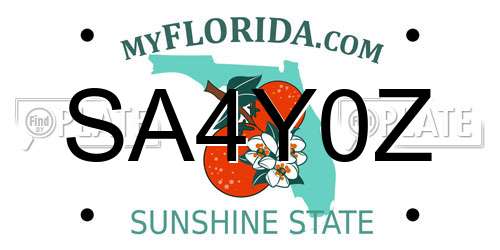 SA4Y0Z Florida License Plate