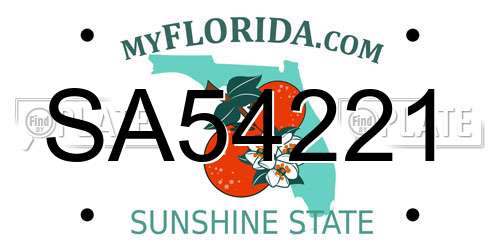 SA54221 Florida License Plate