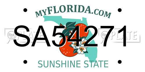 SA54271 Florida License Plate