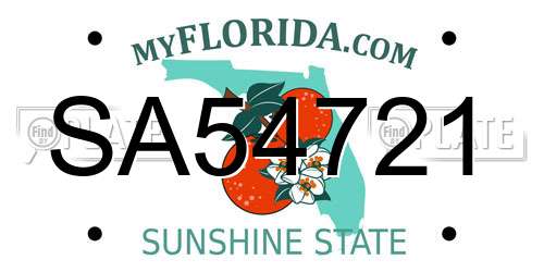 SA54721 Florida License Plate