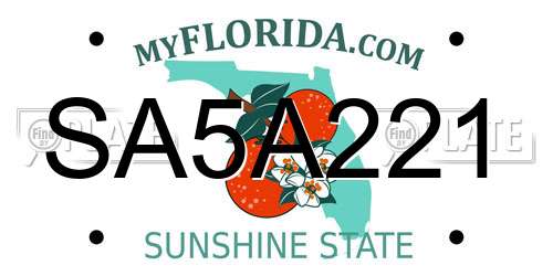SA5A221 Florida License Plate