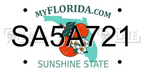 SA5A721 Florida License Plate