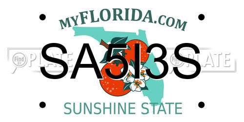 SA5I3S Florida License Plate