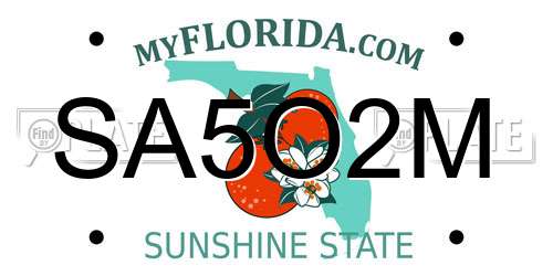 SA5O2M Florida License Plate
