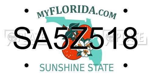 SA5Z518 Florida License Plate