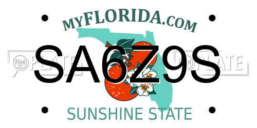 SA6Z9S Florida License Plate