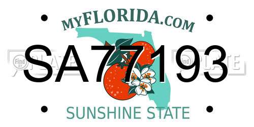 SA77193 Florida License Plate