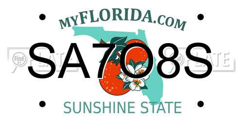 SA7O8S Florida License Plate