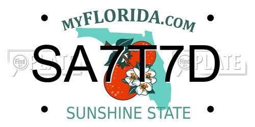 SA7T7D Florida License Plate