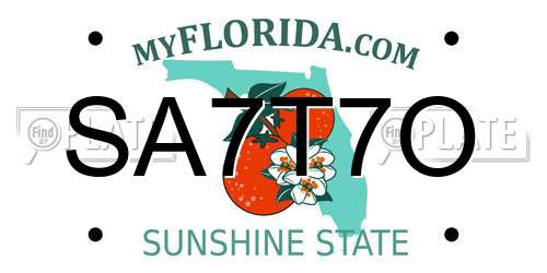 SA7T7O Florida License Plate