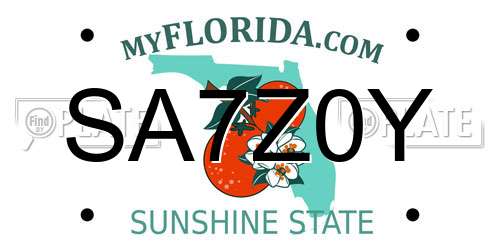 SA7Z0Y Florida License Plate