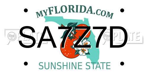 SA7Z7D Florida License Plate