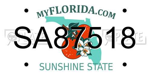 SA87518 Florida License Plate
