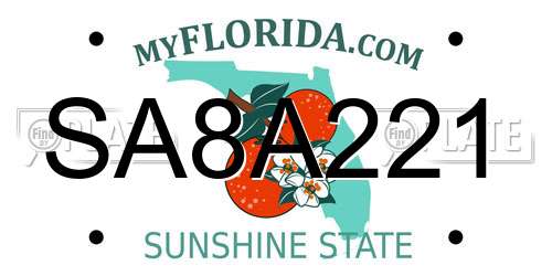 SA8A221 Florida License Plate