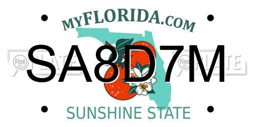 SA8D7M Florida License Plate
