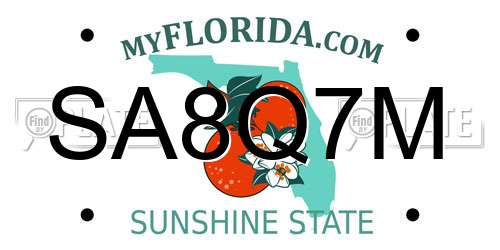 SA8Q7M Florida License Plate