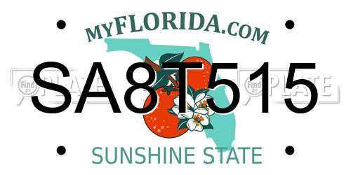 SA8T515 Florida License Plate