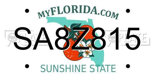 SA8Z815 Florida License Plate