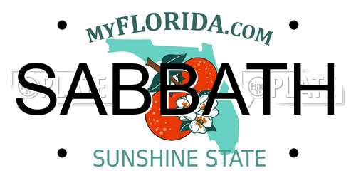 SABBATH Florida License Plate