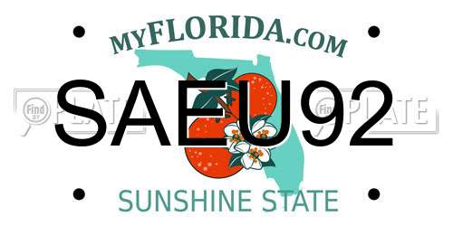 SAEU92 Florida License Plate