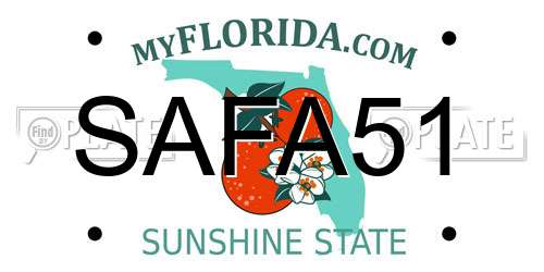 SAFA51 Florida License Plate
