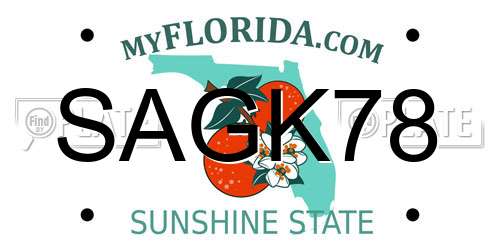SAGK78 Florida License Plate