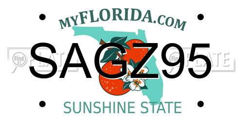 SAGZ95 Florida License Plate