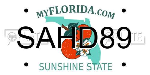 SAHD89 Florida License Plate