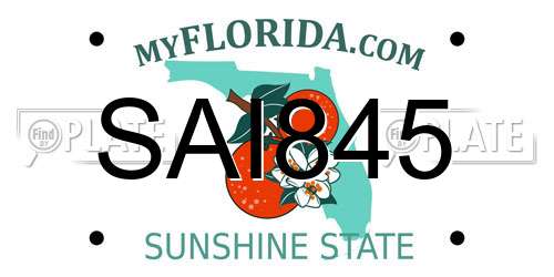 SAI845 Florida License Plate