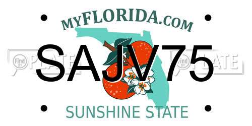 SAJV75 Florida License Plate