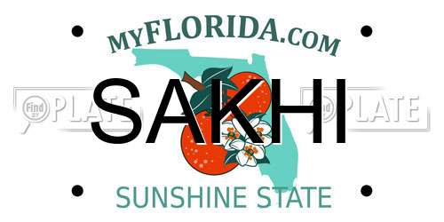 SAKHI Florida License Plate