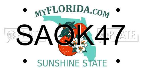 SAQK47 Florida License Plate
