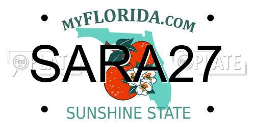 SARA27 Florida License Plate