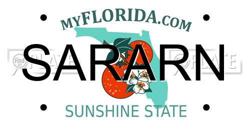 SARARN Florida License Plate