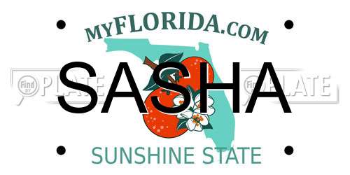 SASHA Florida License Plate