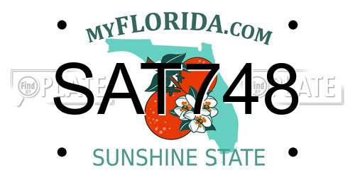 SAT748 Florida License Plate