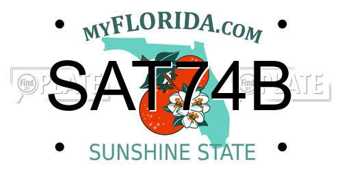 SAT74B Florida License Plate