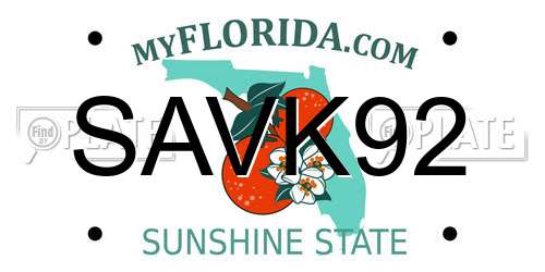 SAVK92 Florida License Plate