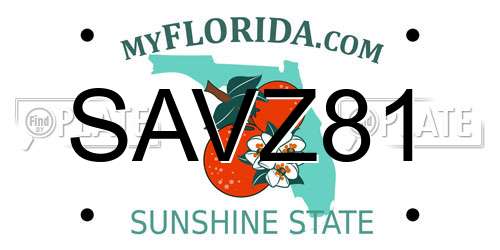 SAVZ81 Florida License Plate